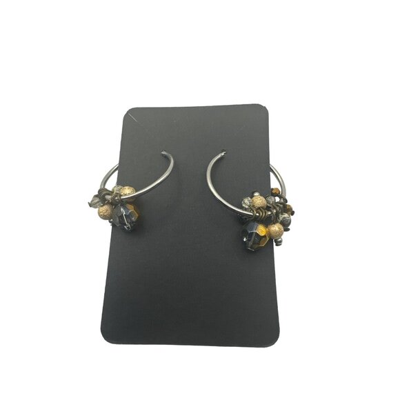 Multicolored Beaded Closed Hoop Earrings - Picture 4 of 5